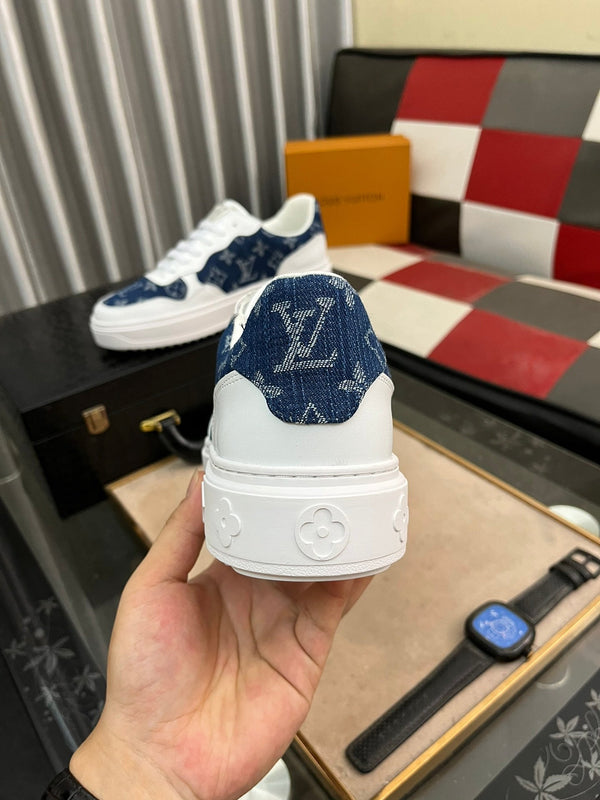 LV CLASSIC TRAINERS NAVY BLUE DENIM MIX WHITE CALFSKIN