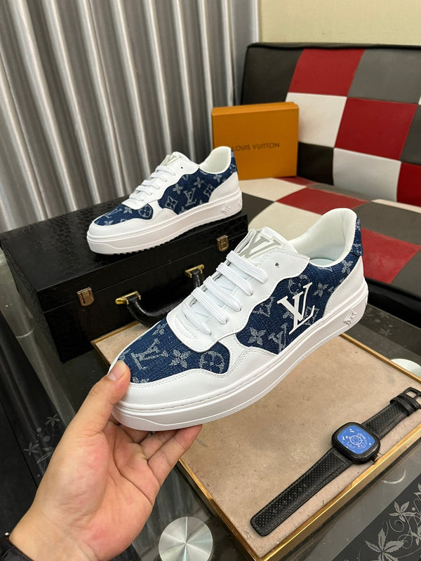 LV CLASSIC TRAINERS NAVY BLUE DENIM MIX WHITE CALFSKIN