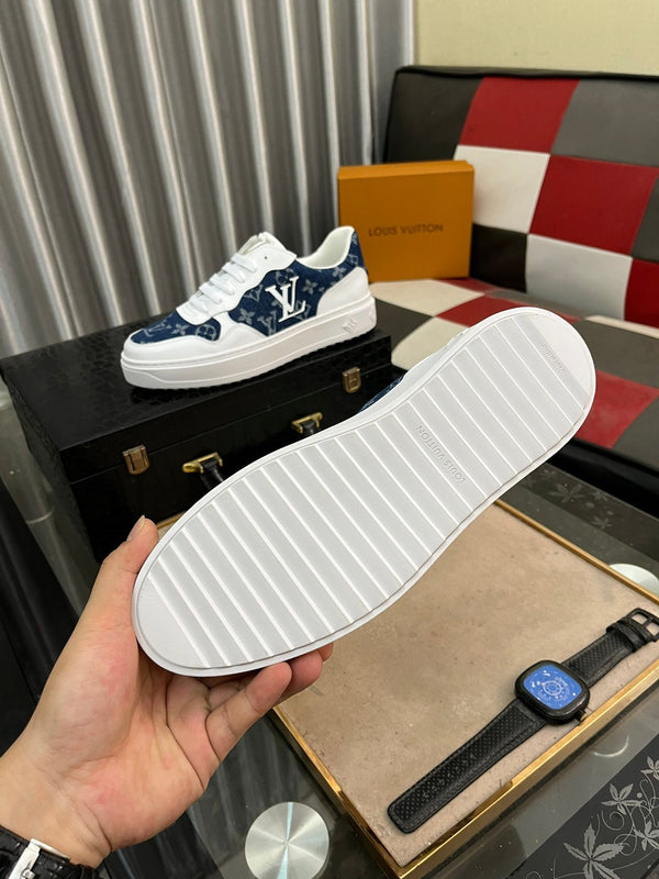 LV CLASSIC TRAINERS NAVY BLUE DENIM MIX WHITE CALFSKIN