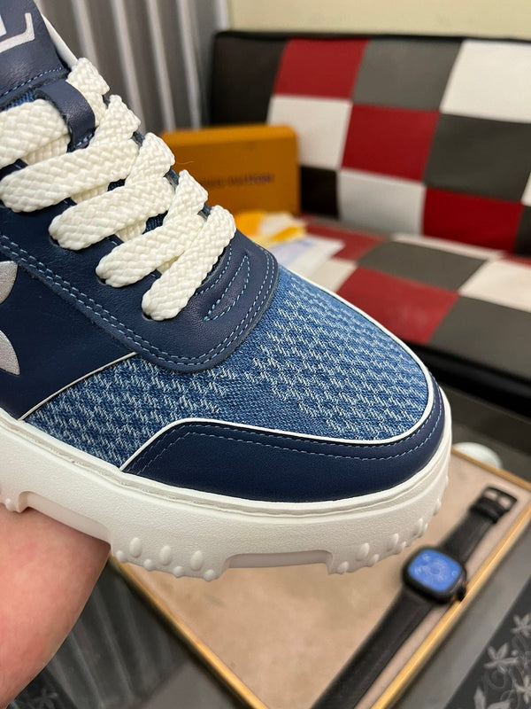 LV SNEAKER IN NAVY BLUE MONOGRAM CALFSKIN AND DENIM