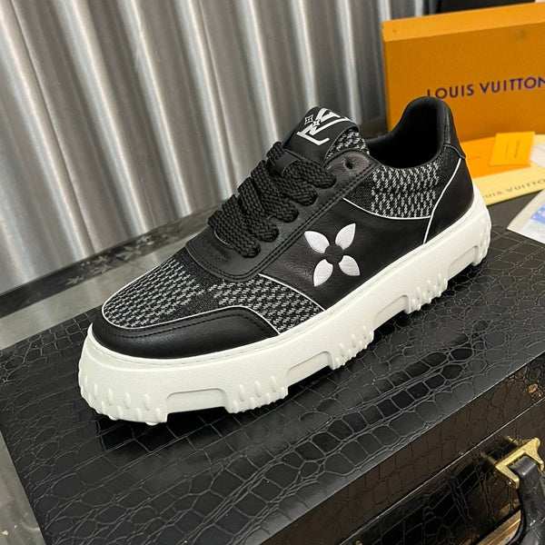 LV SNEAKER IN BLACK MONOGRAM CALFSKIN AND DENIM