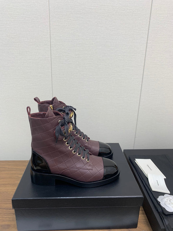 CC Short Boots Red Brown Cowhide