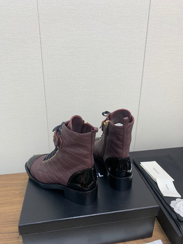 CC Short Boots Red Brown Cowhide