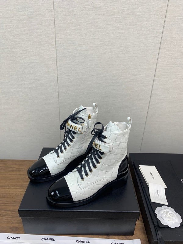 CC Short Boots White Cowhide