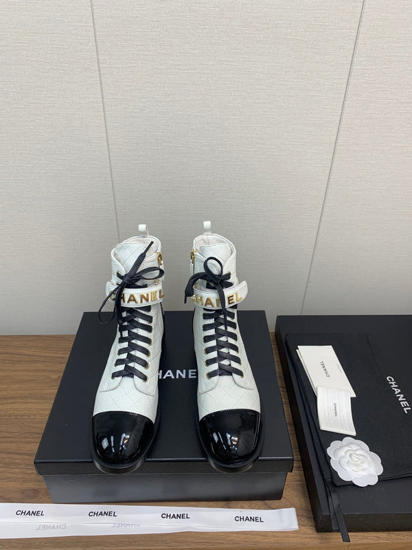 CC Short Boots White Cowhide