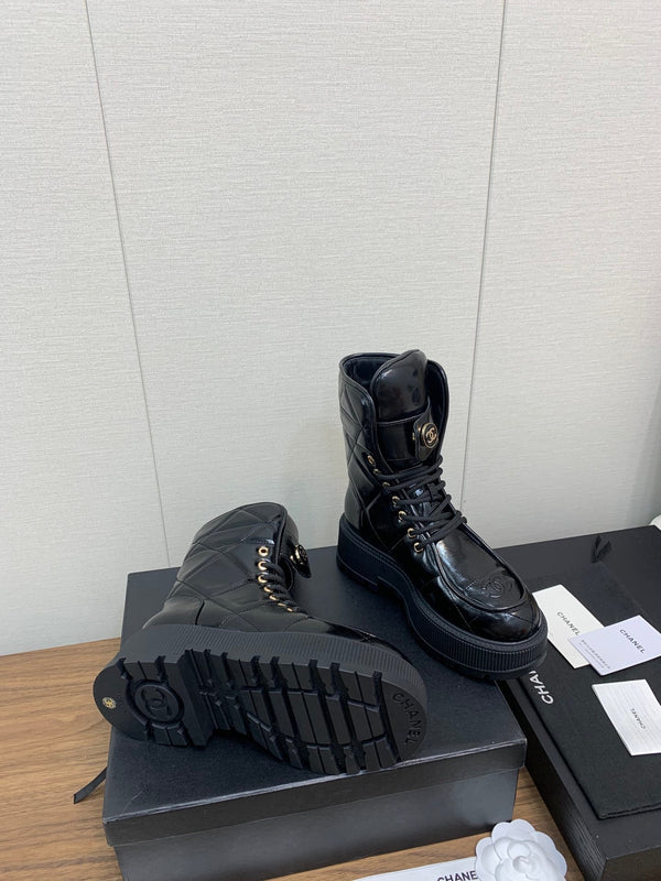 CC Short Boots 30mm Gloosy Black Cowhide