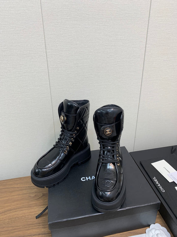 CC Short Boots 30mm Gloosy Black Cowhide