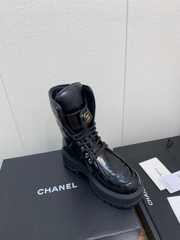 CC Short Boots 30mm Gloosy Black Cowhide