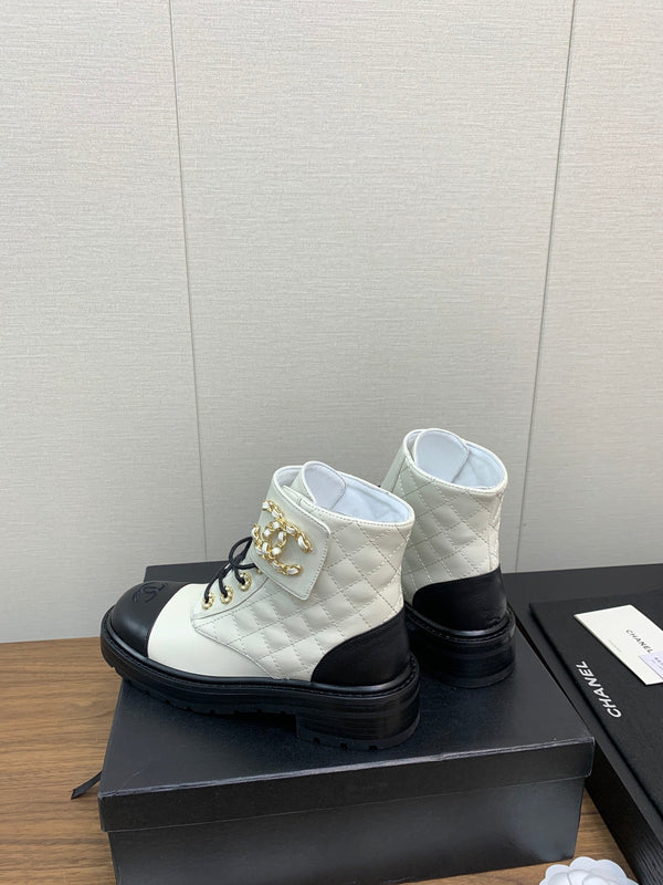 CC Ankle Boots White Mix Black Cowhide