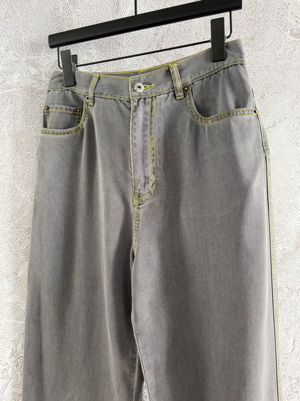 Miu Miu Jeans Grigio Cotone