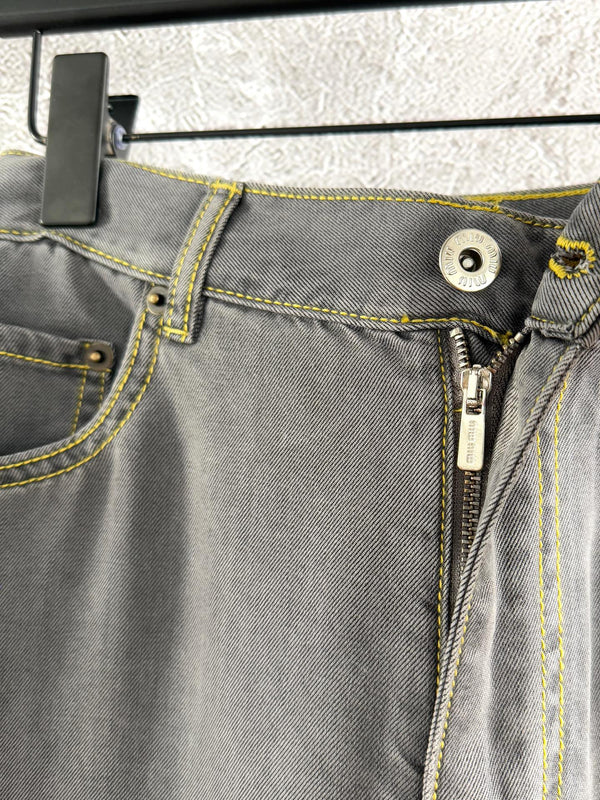 Miu Miu Jeans Grigio Cotone