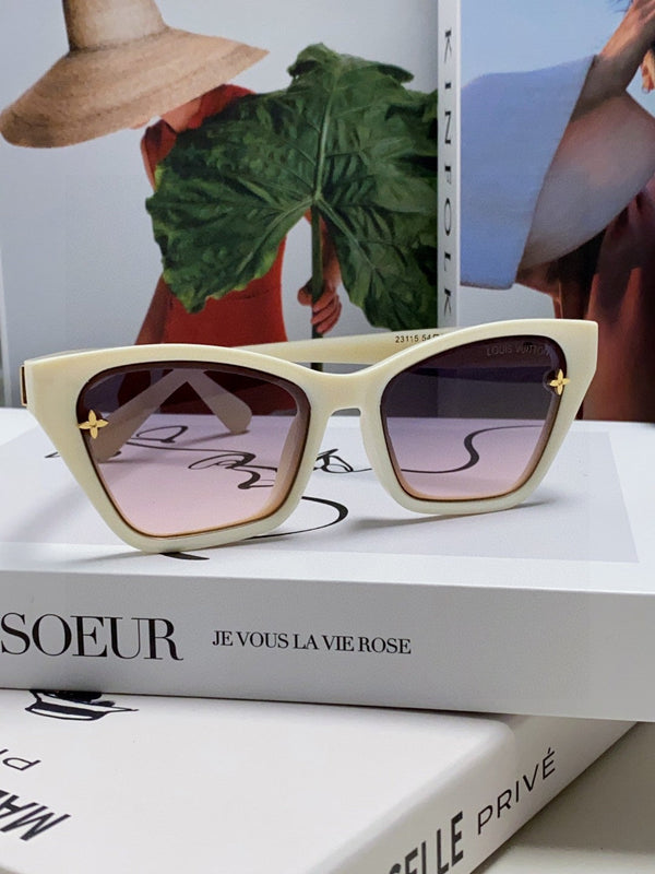 SQUARE SUNGLASSES 581359 IN IVORY ACETATE EMBOSSED MONOGRAM LOGO