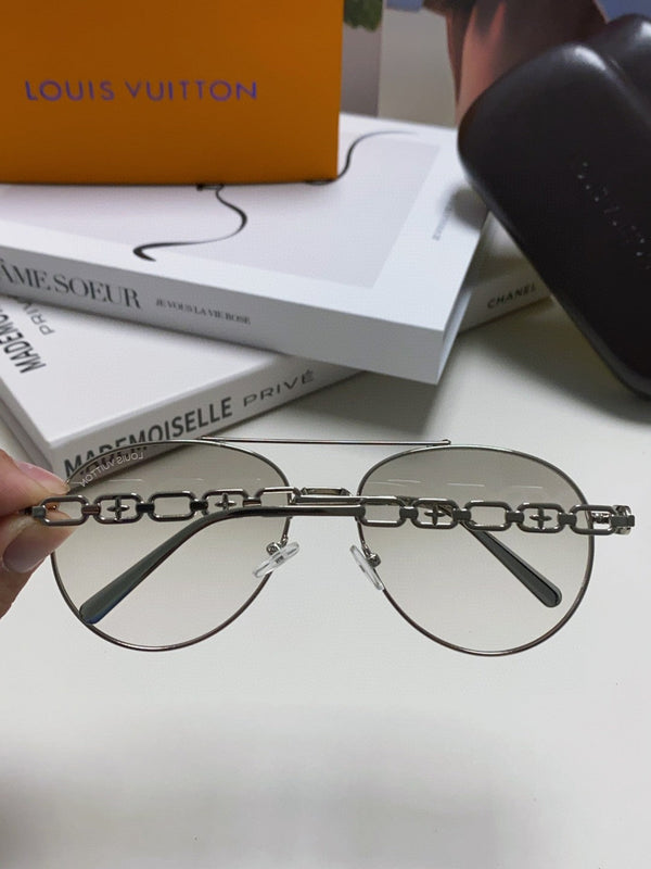 OCCHIALI DA SOLE CHAIN PILOT 581379 IN METALLO ARGENTO LENTI FUMO GRIGIO CHIARO