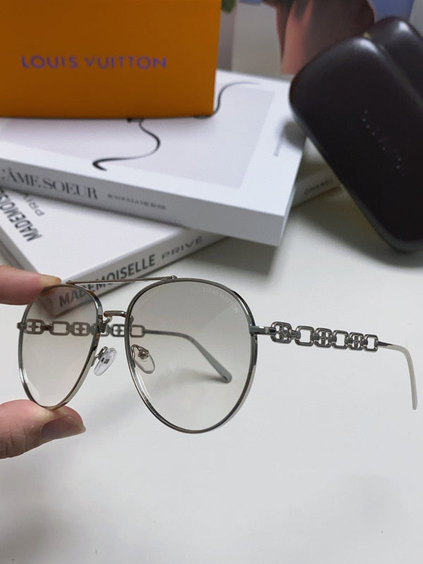 OCCHIALI DA SOLE CHAIN PILOT 581379 IN METALLO ARGENTO LENTI FUMO GRIGIO CHIARO