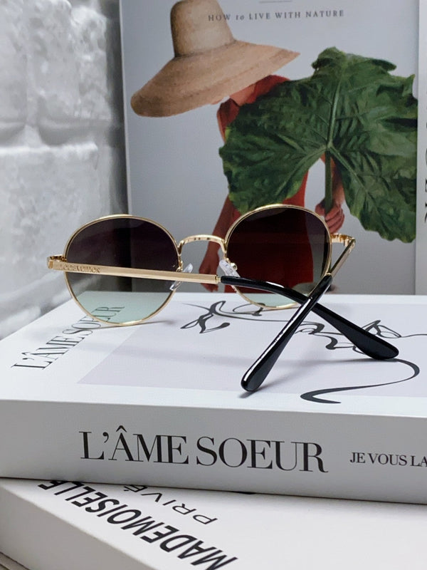 OCCHIALI DA SOLE ROUND SIGNATURE 581381 IN METALLO ORO CON LENTI GRIGIE FUMO