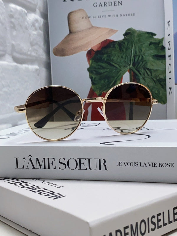 OCCHIALI DA SOLE ROUND SIGNATURE 581382 IN METALLO ORO LENTI MARRONE FUMO