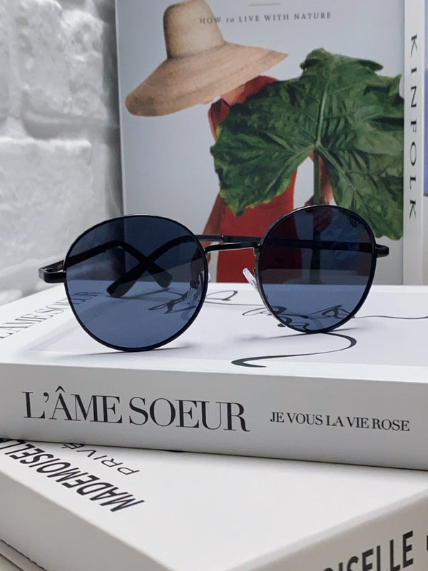 SIGNATURE ROUND SUNGLASS 581383 IN BLACK METAL