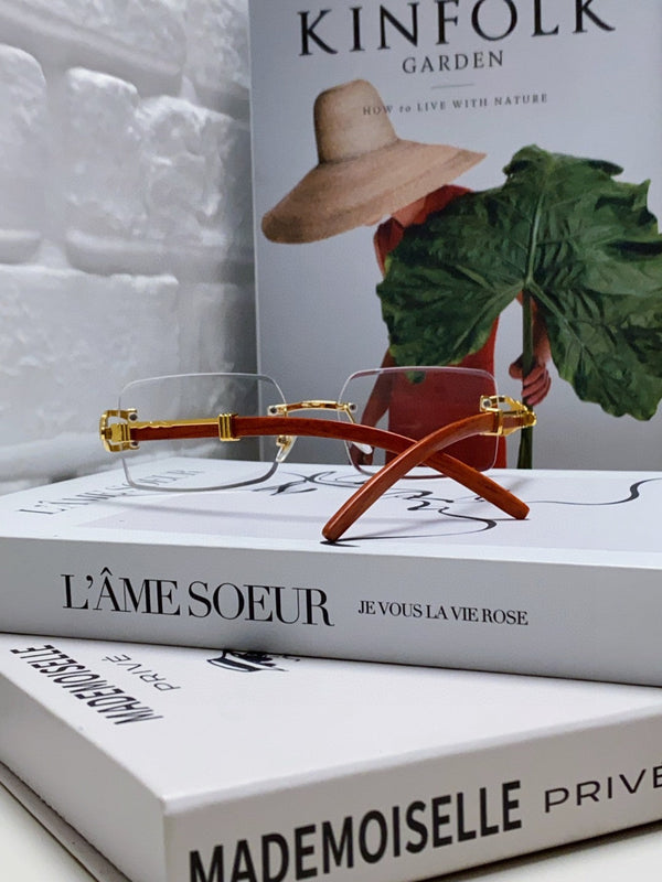 PANTHÈRE RECTANGULAR FRAME SUNGLASSES 555891 IN METAL AND WOODEN