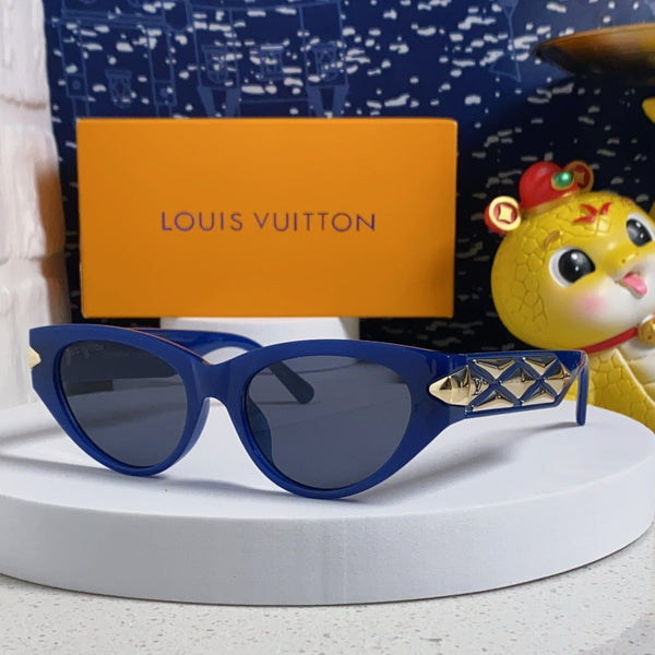 OCCHIALI DA SOLE CAT EYE 576883 IN ACETATO BLU E ORO