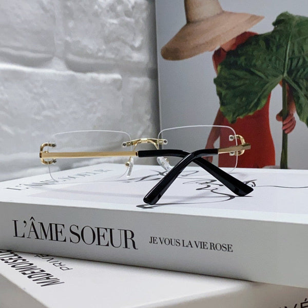 C DE RECTANGULAR RIMLESS FRAME SUNGLASSES 575769 IN METAL