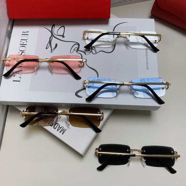 C DE RECTANGULAR RIMLESS FRAME SUNGLASSES 575769 IN METAL