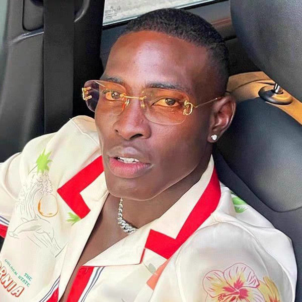 C DE RECTANGULAR RIMLESS FRAME SUNGLASSES 575769 IN METAL