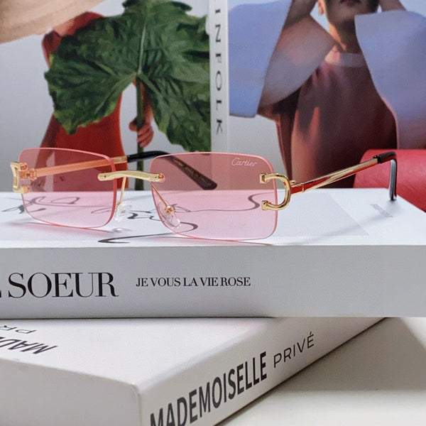 C DE RECTANGULAR RIMLESS FRAME SUNGLASSES 575769 IN METAL