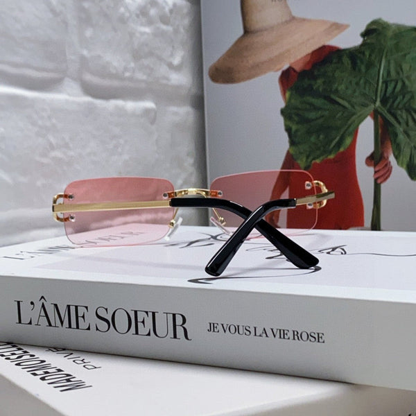 C DE RECTANGULAR RIMLESS FRAME SUNGLASSES 575769 IN METAL