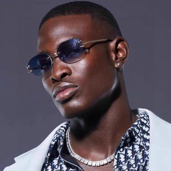 C DE RECTANGULAR RIMLESS FRAME SUNGLASSES 575769 IN METAL