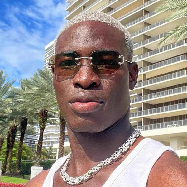 C DE RECTANGULAR RIMLESS FRAME SUNGLASSES 575769 IN METAL