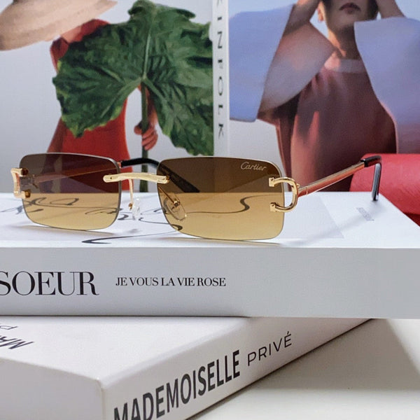 C DE RECTANGULAR RIMLESS FRAME SUNGLASSES 575769 IN METAL