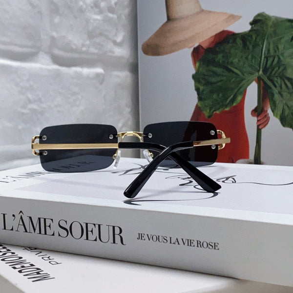 C DE RECTANGULAR RIMLESS FRAME SUNGLASSES 575769 IN METAL