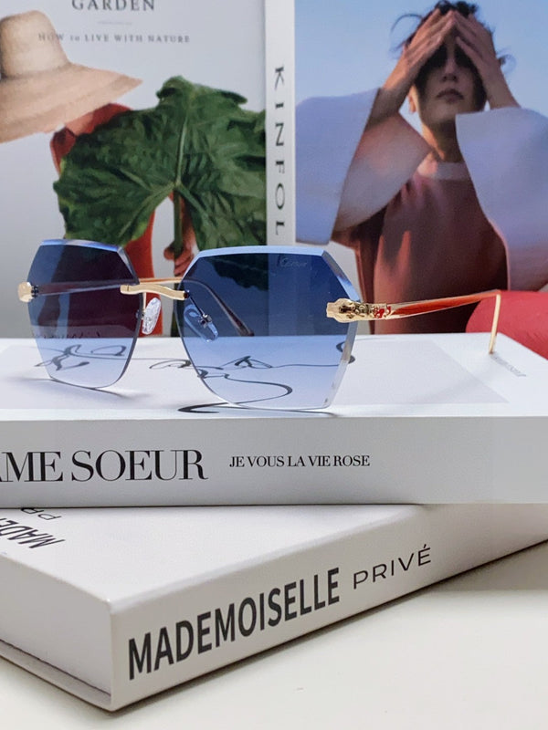 PANTHÈRE RIMLESS GEOMETRIC FRAME SUNGLASSES 539743 IN METAL