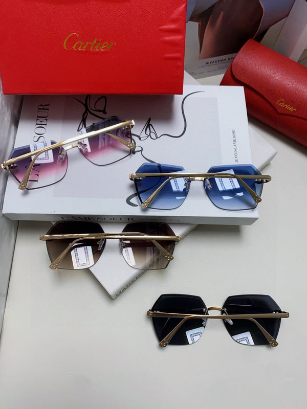 PANTHÈRE RIMLESS GEOMETRIC FRAME SUNGLASSES 539743 IN METAL