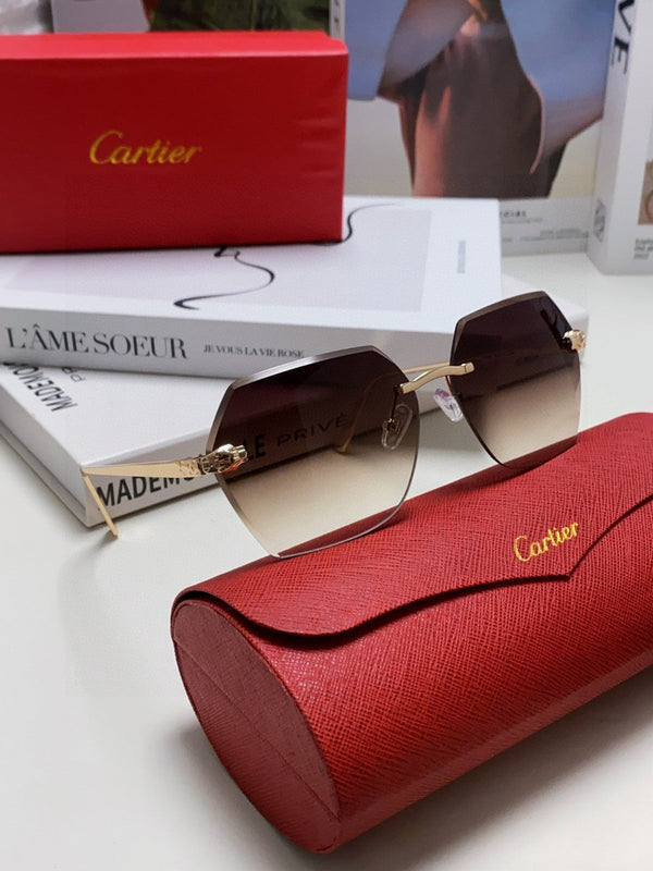 PANTHÈRE RIMLESS GEOMETRIC FRAME SUNGLASSES 539743 IN METAL