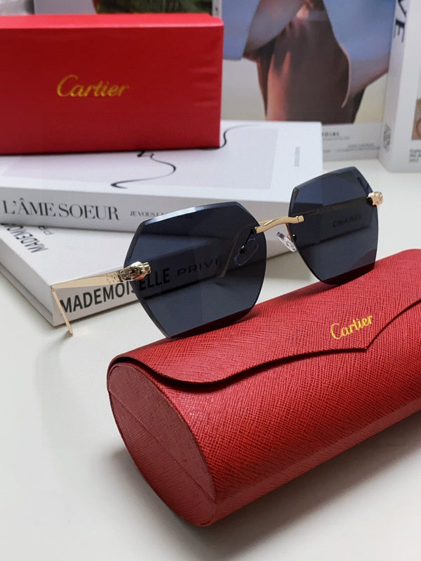 PANTHÈRE RIMLESS GEOMETRIC FRAME SUNGLASSES 539743 IN METAL