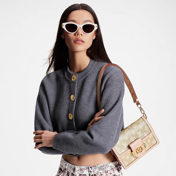 OCCHIALI DA SOLE CAT EYE 576885 IN ACETATO BIANCO E ORO