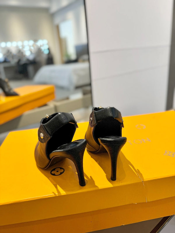 ALLURE HIGH 8 CM SLINGBACK IN BLACK CALFSKIN