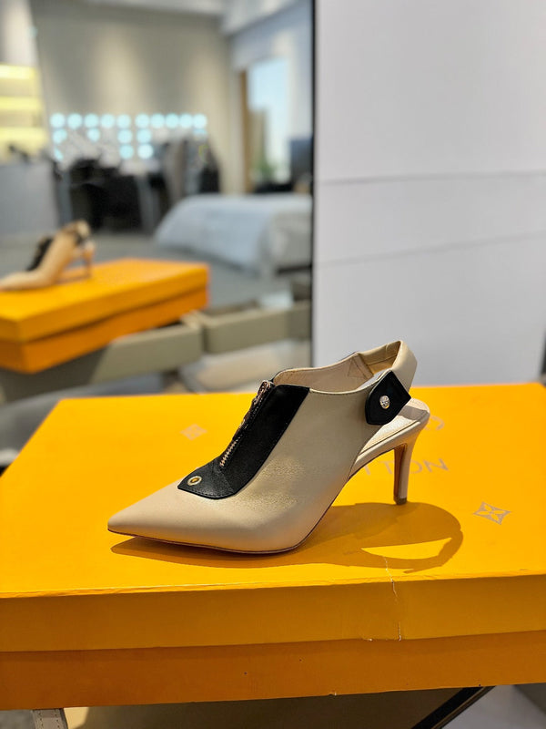 SLINGBACK ALLURE HIGH 8 CM IN PELLE DI VITELLO MARRONE SABBIA