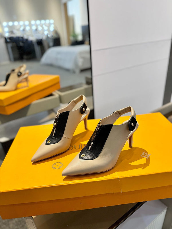 SLINGBACK ALLURE HIGH 8 CM IN PELLE DI VITELLO MARRONE SABBIA