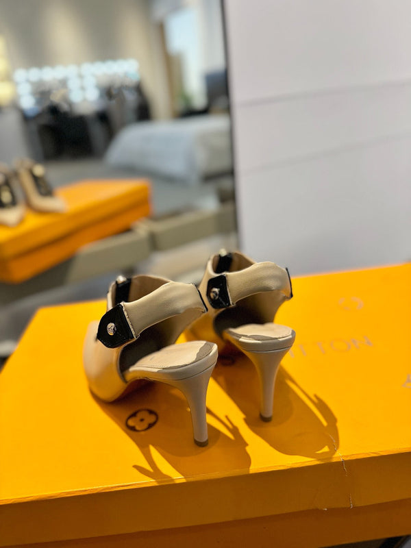 SLINGBACK ALLURE HIGH 8 CM IN PELLE DI VITELLO MARRONE SABBIA