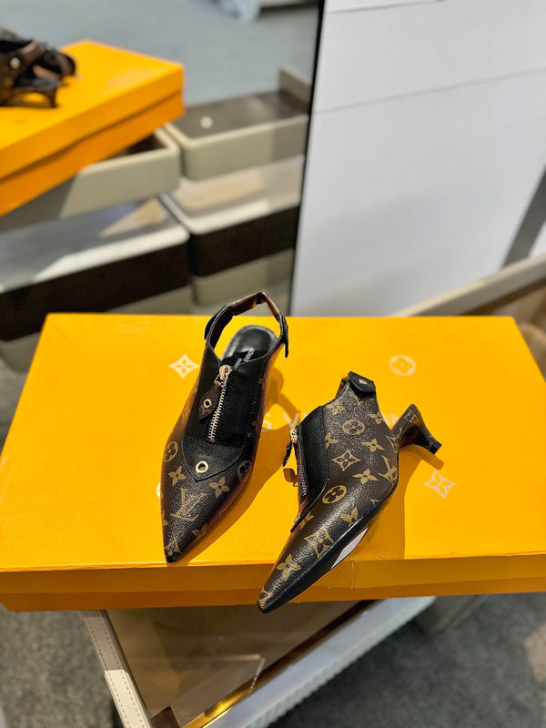 SANDALI ALLURE HIGH 4,5 CM IN PELLE DI VITELLO MONOGRAM MARRONE CIOCCOLATO