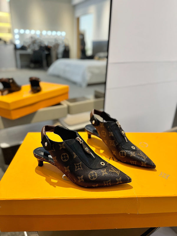 SANDALI ALLURE HIGH 4,5 CM IN PELLE DI VITELLO MONOGRAM MARRONE CIOCCOLATO