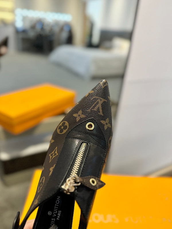 SANDALI ALLURE HIGH 4,5 CM IN PELLE DI VITELLO MONOGRAM MARRONE CIOCCOLATO