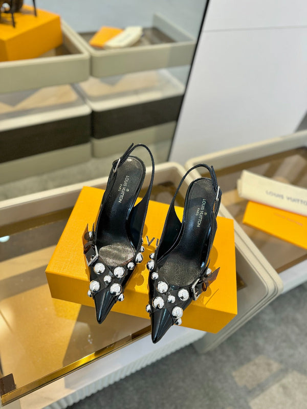 HIGH HEELS 95 MM IN BLACK PATENT CALFSKIN WITH CRYSTALS