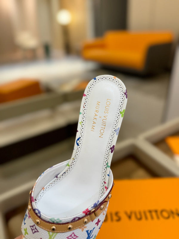 LV x TM 6AM Mule 4cm White and Multicolored Monogram coated canvas 241211