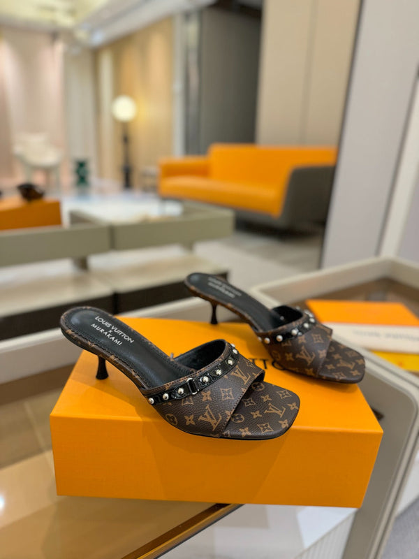 LV x TM 6AM Mule 4cm Brown Monogram coated canvas 241212