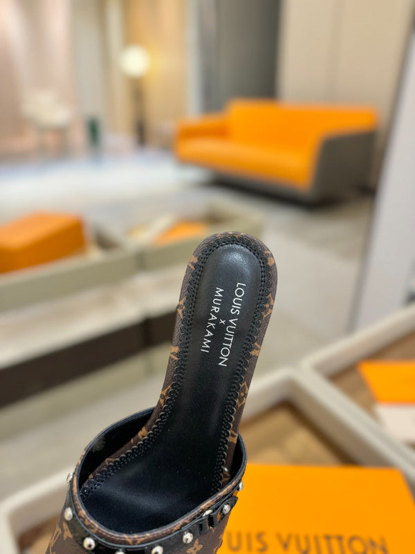 LV x TM 6AM Mule 4cm Brown Monogram coated canvas 241212