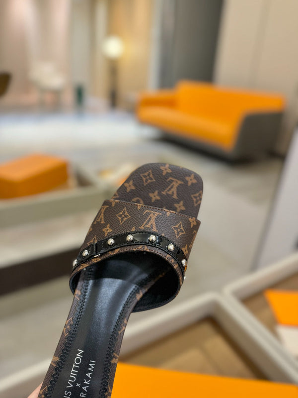 LV x TM 6AM Mule 4cm Brown Monogram coated canvas 241212