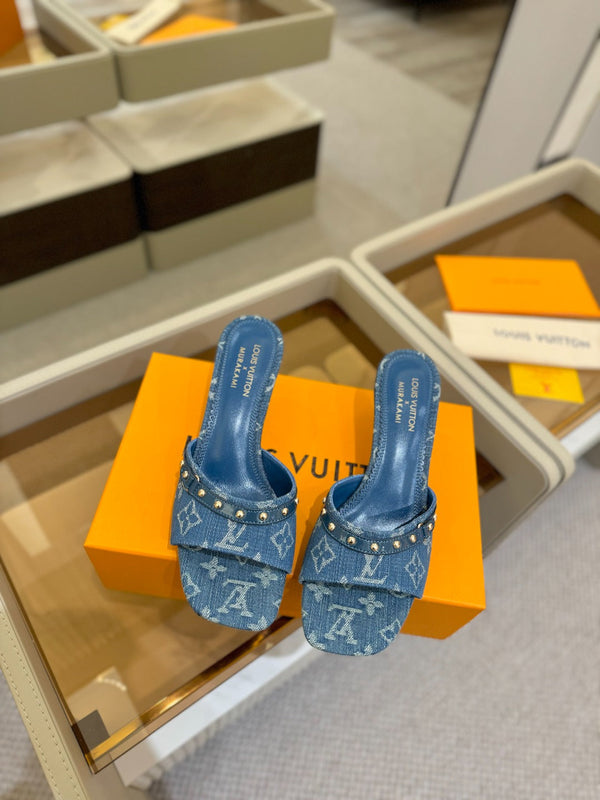 LV x TM 6AM Mule 4cm Blue Denim 241214